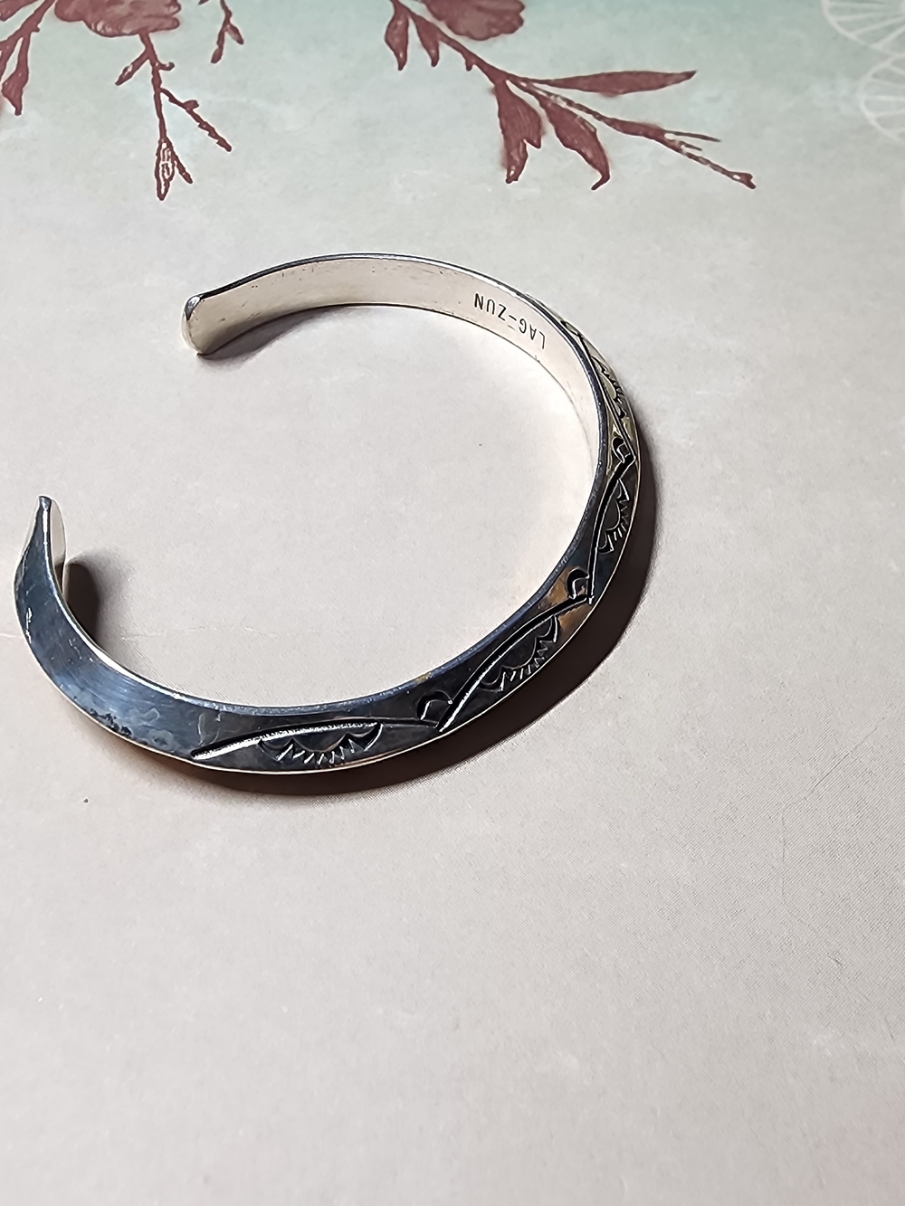 Leonard Paquin Sterling Cuff - Native American Laguna Zuni - Picture 5 of 10